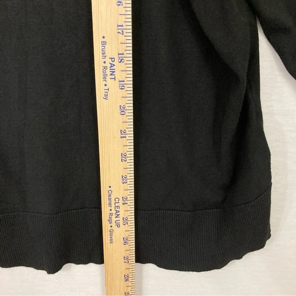 New Cable & Gauge Embellished Black Soft Stretch Knit Crew Neck Cut Out Top 1X - Picture 6 of 9